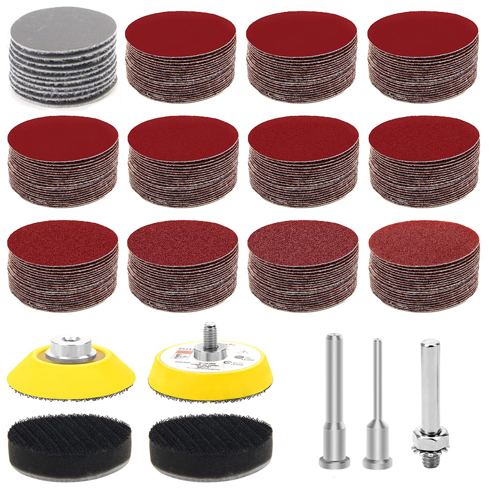 Polish Pad Set Buffer - 2-Zoll-rotes Schleifpapier-Set, 247-teilig, mit Schleifplatte, Schaumstoffpufferpad