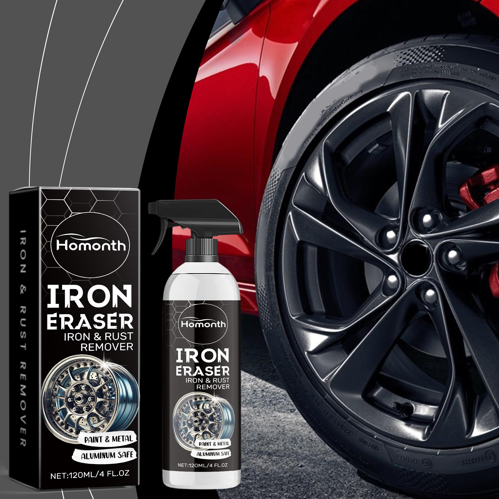 Wheel Cleaner Alloy - Auto-Rostentferner-Spray Effektiver Reiniger für Leichtmetallfelgen &