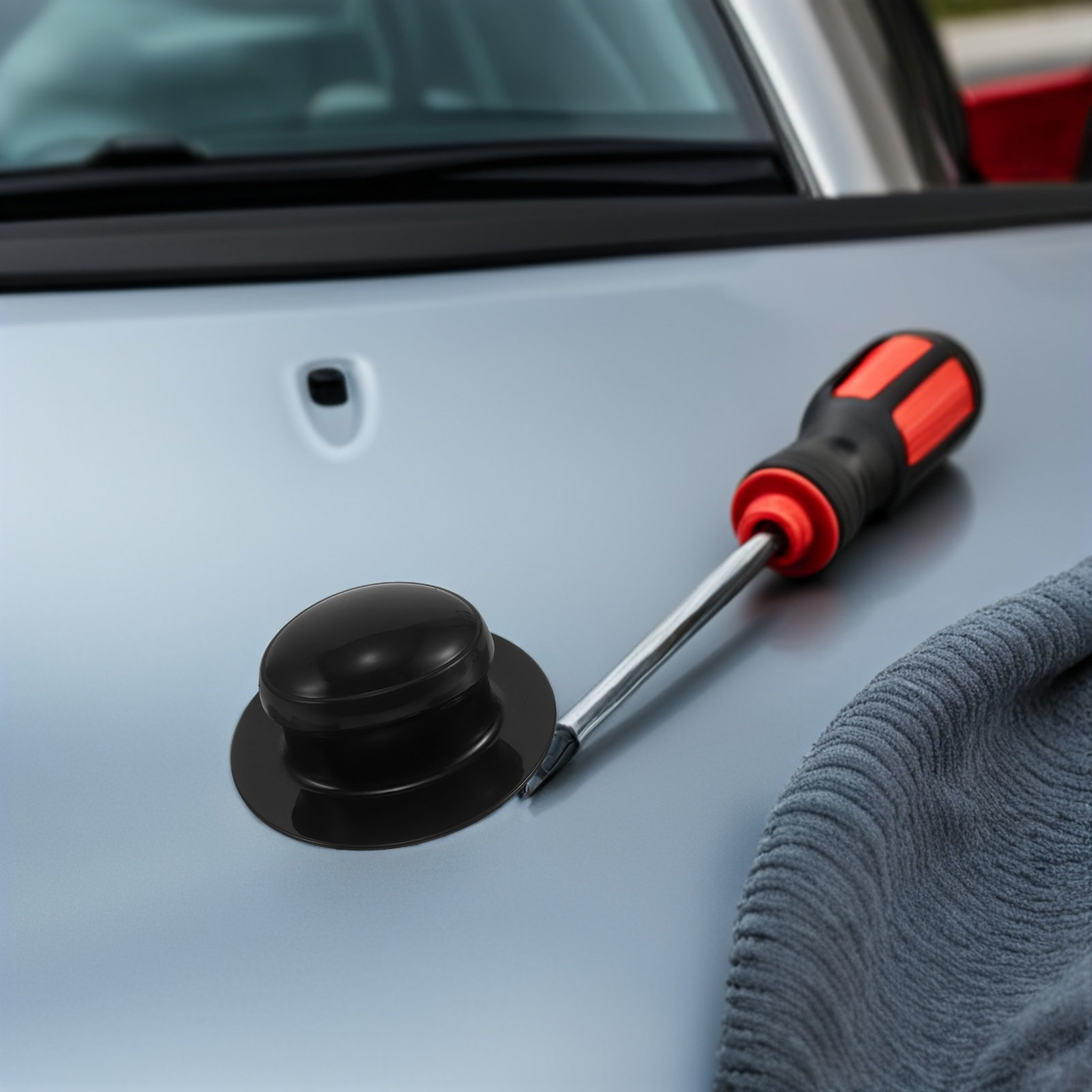 Wax Applicator Pad - 4-teiliges Auto-Polierpad-Set mit Kunststoffgriff, rundes Griffwerkzeug,