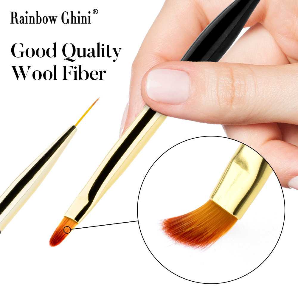 Detailing Brush Set - Rainbow Ghini 3-teiliges Set Doppelkopf-Nagelkunstpinsel DIY