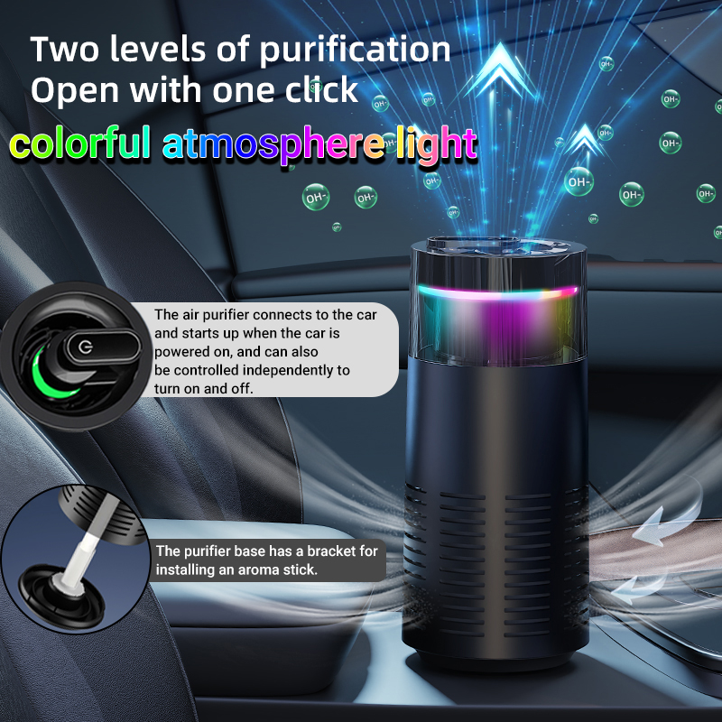 Odor Eliminator Car - Mini-Luftreiniger mit Aromatherapie-Sticks, echter HEPA-Filter, reinigt