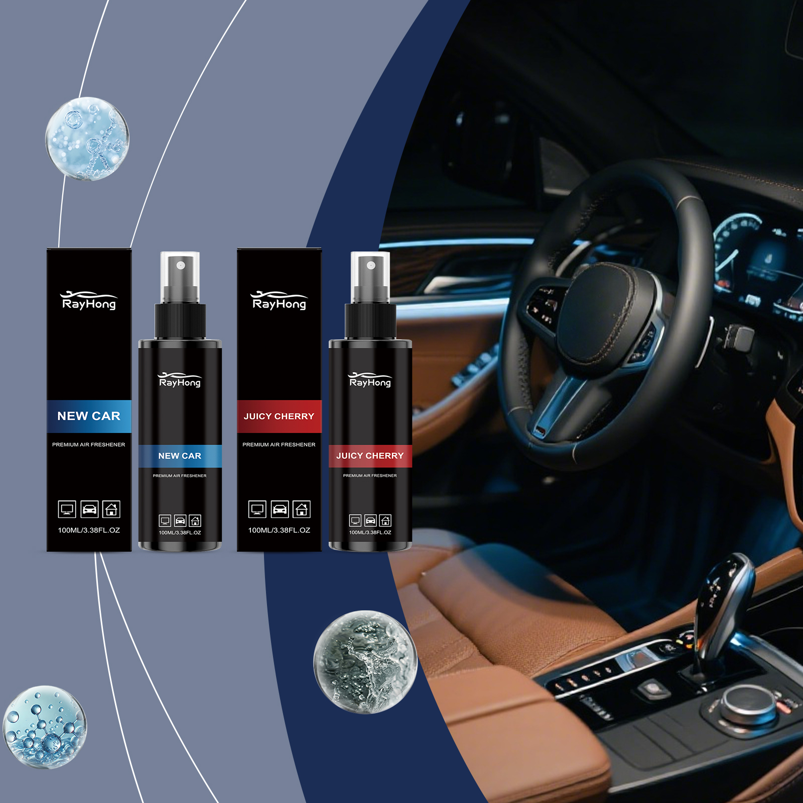 Odor Eliminator Car - Auto-Lufterfrischer Geruchsbeseitiger-Spray Langanhaltender Auto-Innenraum-Deodorant Natürlicher Tragbarer