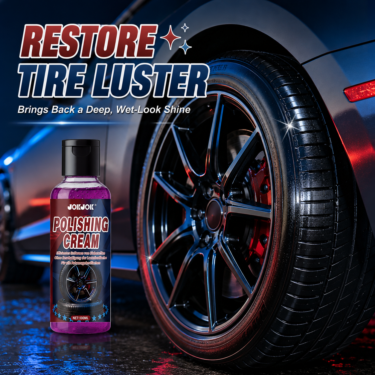 Tire Shine Spray Sealant - Reifenglanzspray, Langanhaltender Nassreifen-Dressing und -Restaurator, UV-Schutz