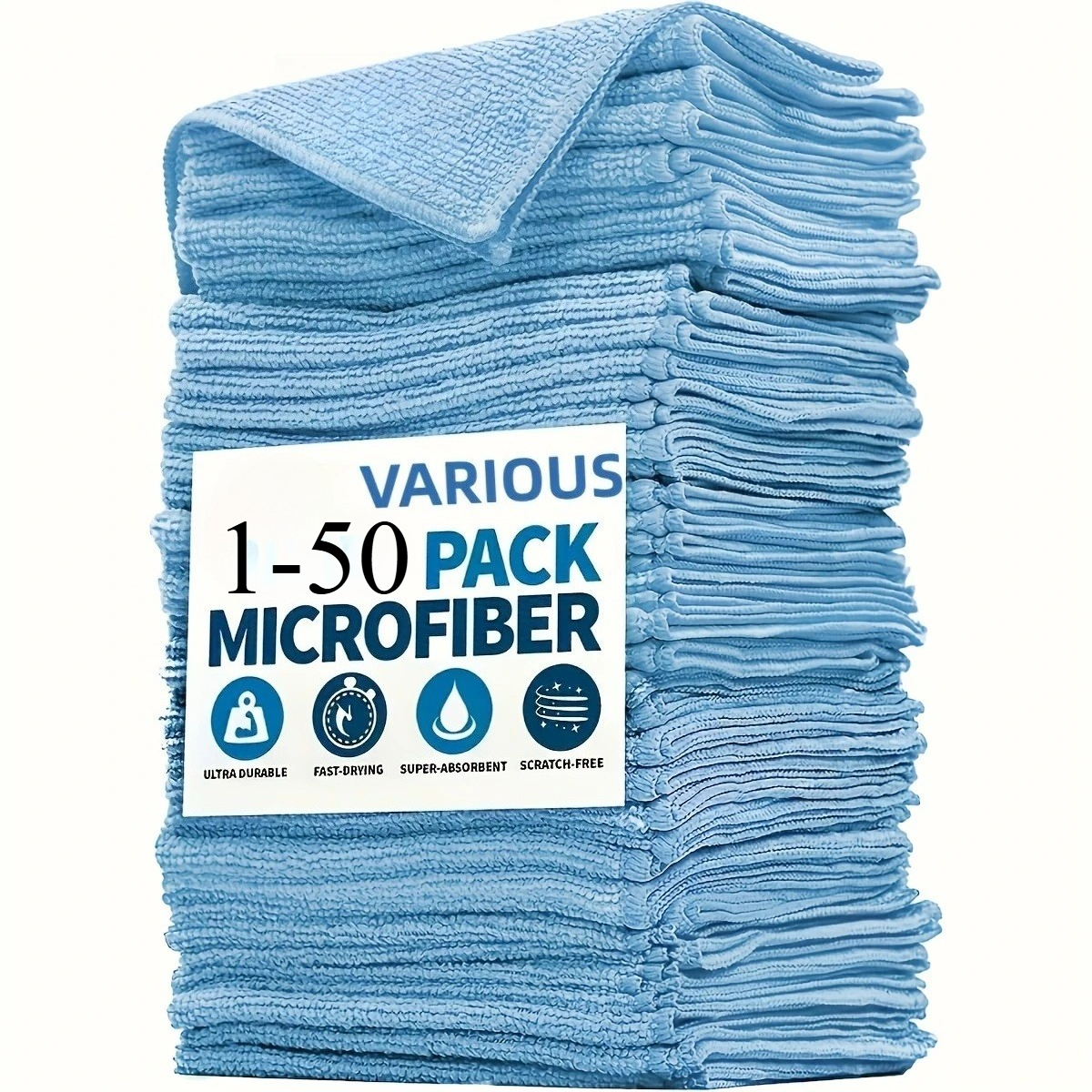 Microfiber Towel Detailing - 1-50 Stück Hellblaues Mikrofaser-Autowaschtuch, Weiches Saugfähiges