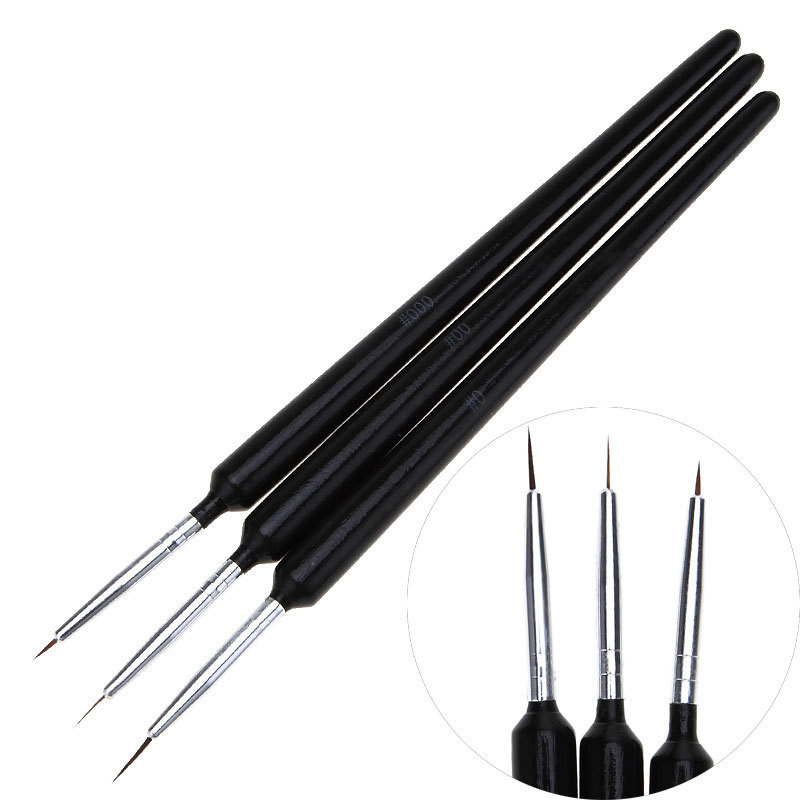 Detailing Brush Set - 3-teiliges Ultrafeines Nail-Art Pinsel-Set mit Schwarzem