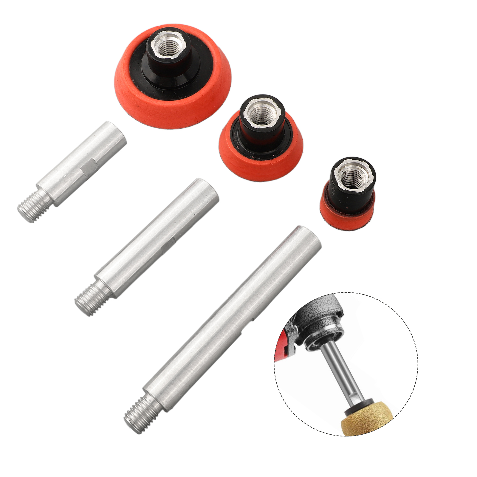 Polish Pad Set Buffer - M14 Gewinde-Polierer Verlängerungsschaft-Set 75/100/140mm Aluminiumlegierung Polierverlängerungsstange