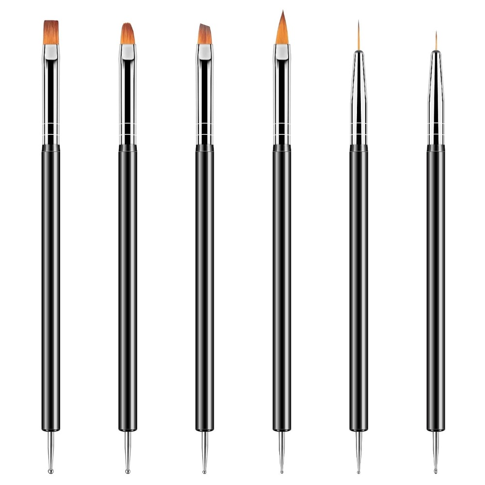 Detailing Brush Set - Doppelseitige Nail-Art-Punktierwerkzeuge 6-teiliges Set mit Liner-Pinsel