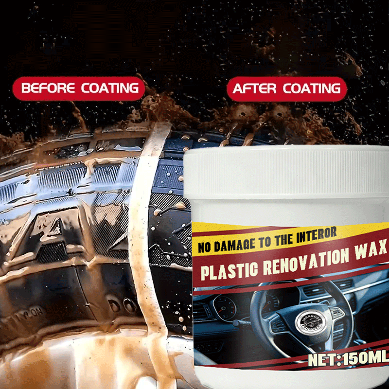 Trim Restorer Plastic - 150G Kunststoff-Renovierungswachscreme: Langanhaltender Glanz, Reifenglanz, Zierleisten-Restaurator,