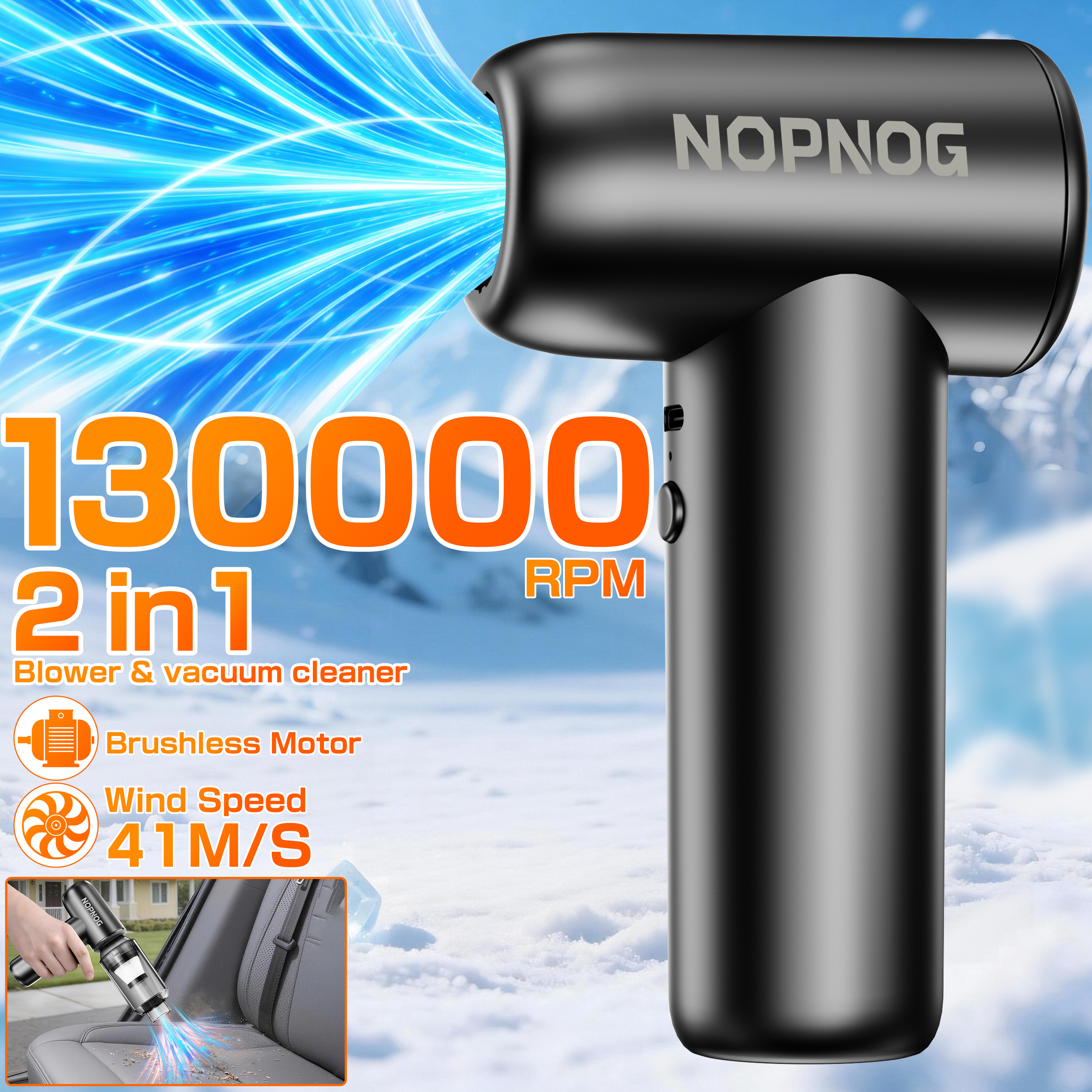 Dryer Car Blower - Auto-Staubsauger mit Turbo-Lüfter, Hochleistungs-Gebläse, Reinigungs- und