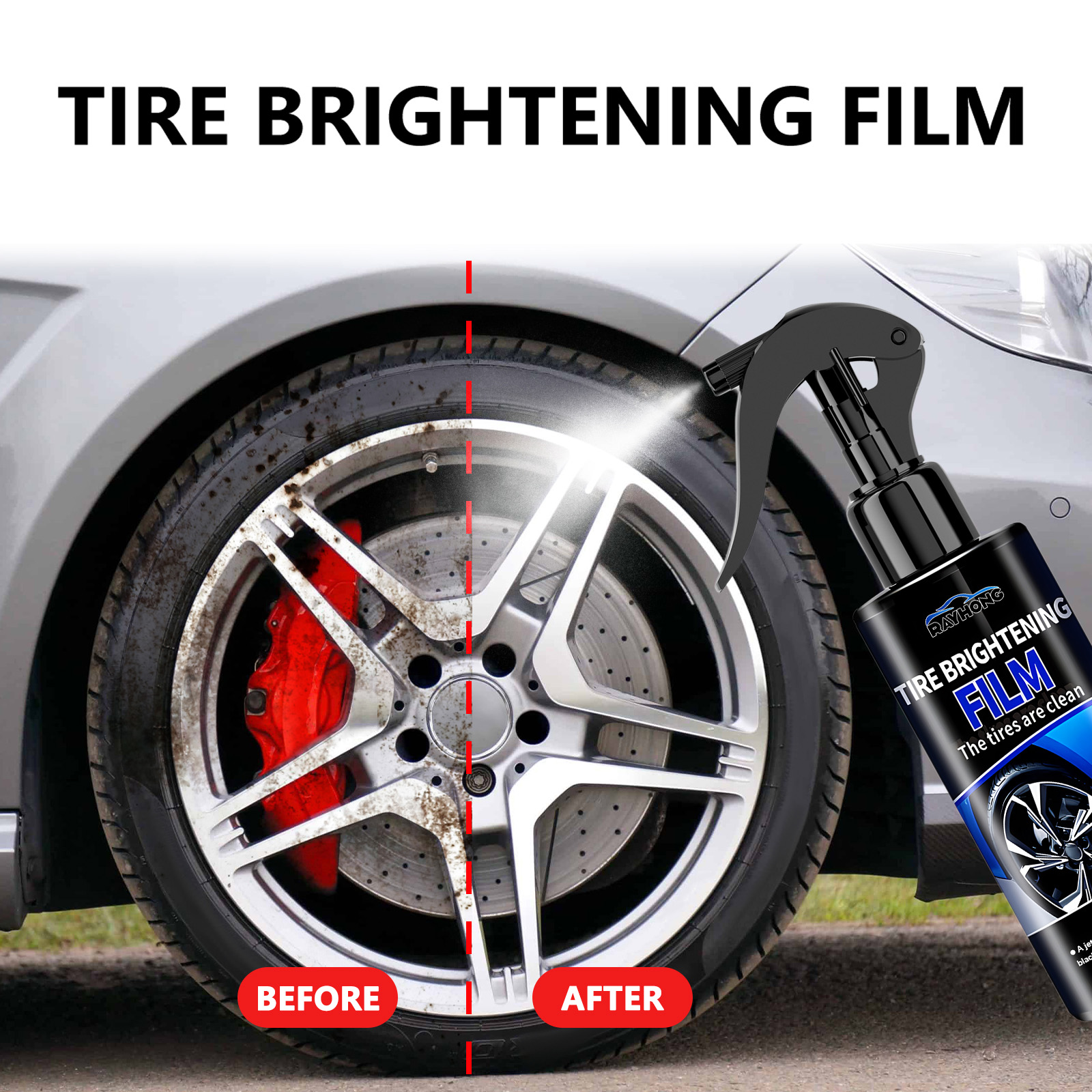 Tire Shine Spray Sealant - Autoreifen-Glanz-Beschichtungsspray, Keramikreifen, Hochglanz, hydrophober Dichtmittel, Wachs,