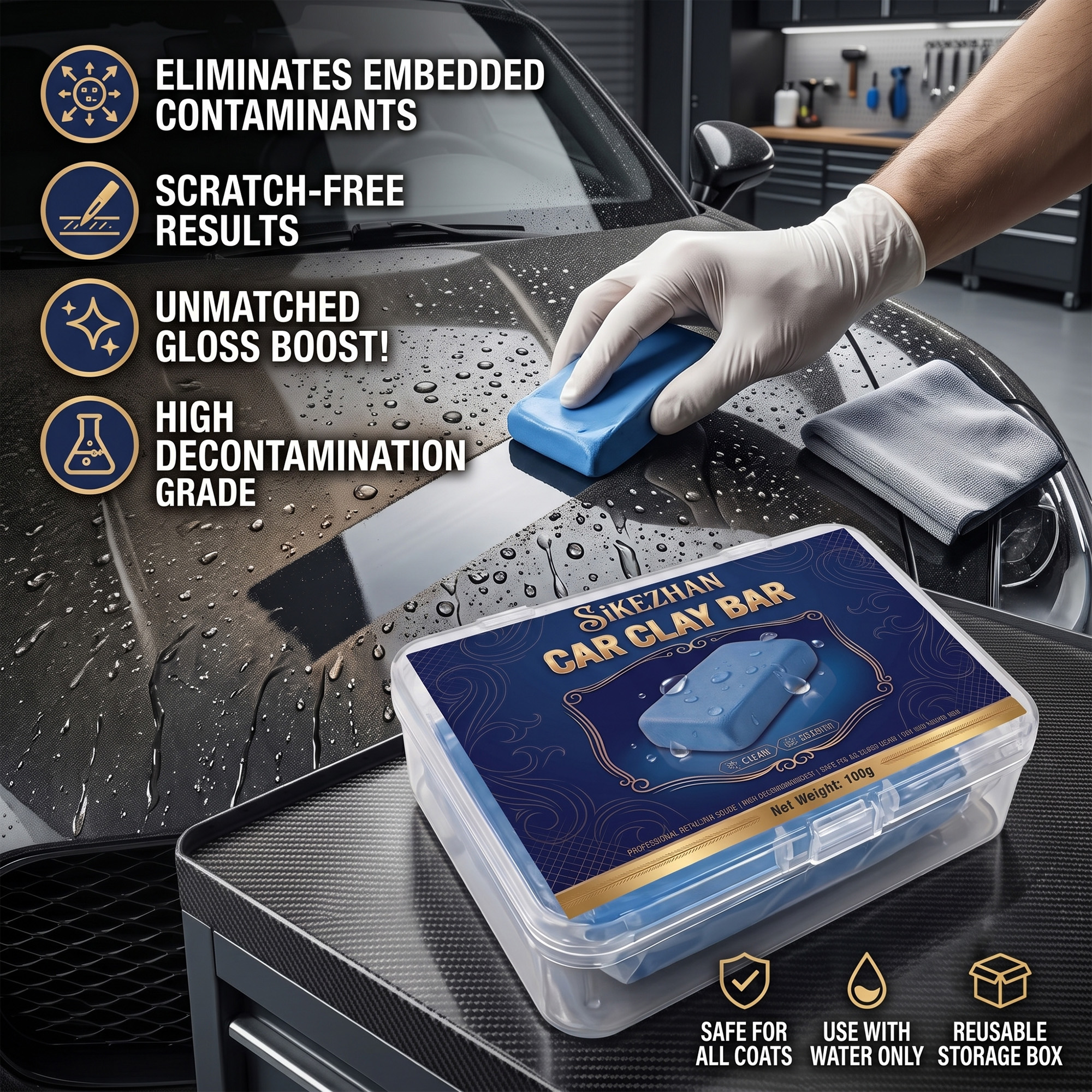 Clay Bar Lubricant - Professionelles Auto-Reinigungsset mit Reinigungsknete für Tiefenreinigung,
